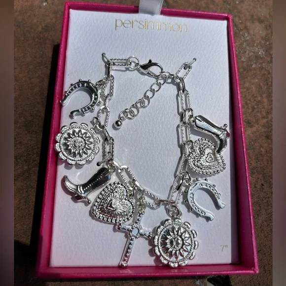 Western silver charm bracelet 7 inch - Picture 4 of 4